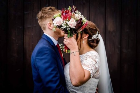 Sweet Avalanche and Protea Wedding Bouquet